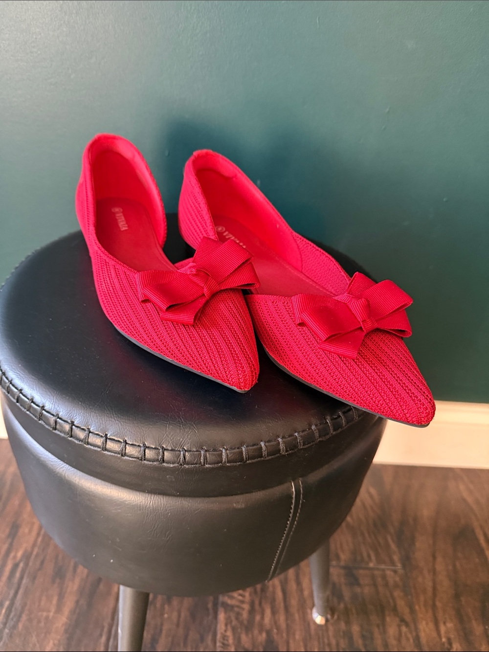VIVAIA Azura Ruby Red Pointed Toe Bow Ballet Flats EU 40